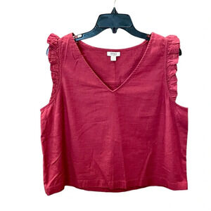 NWOT a.n.a Amanda v-neck sleeveless cotton cropped top SZ L burnt russet color